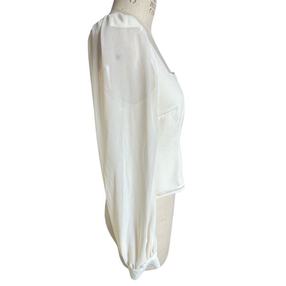 LPA Long Sleeve Square Neck Blouse Top Off White Size Medium - Picture 4 of 7